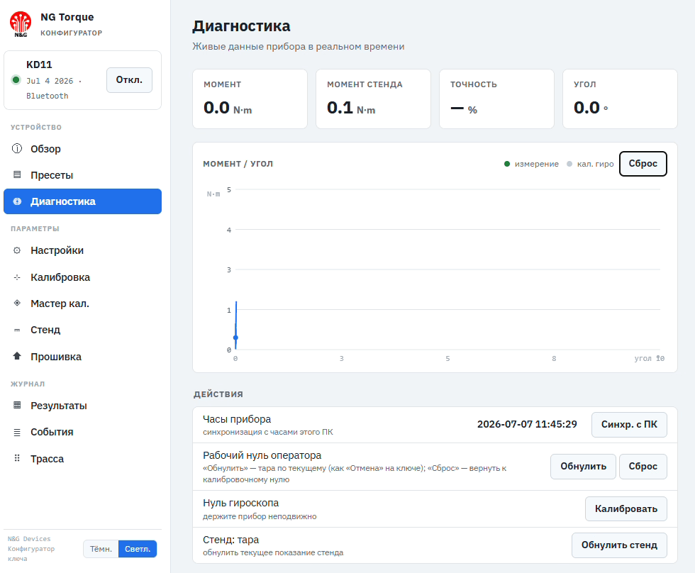 Конфигуратор NG Torque — Диагностика